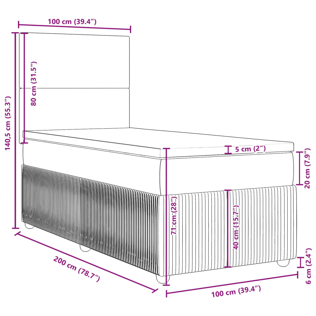 vidaXL Boxspring posteľ s matracom bledosivý 100x200 cm látka