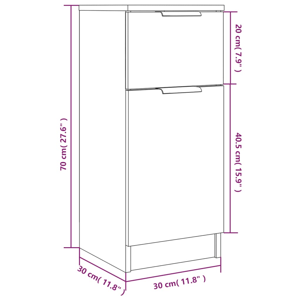 vidaXL Komoda sivý dub sonoma 30x30x70 cm spracované drevo