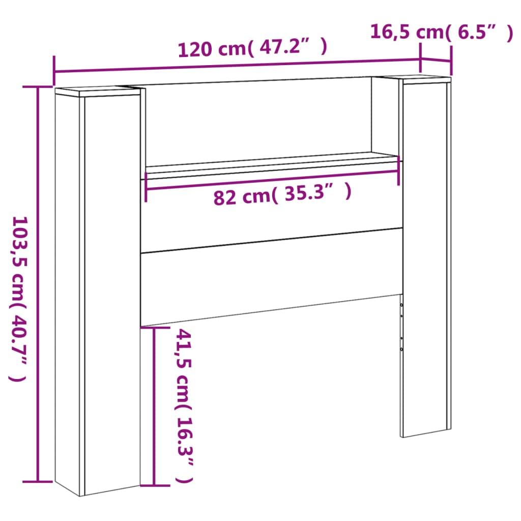 vidaXL Skrinka na čelo postele s LED čierna 120x16,5x103,5 cm