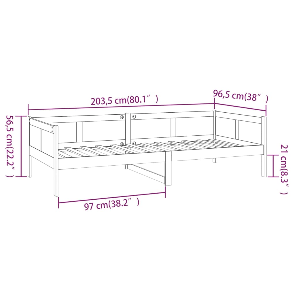 vidaXL Denná posteľ sivá masívna borovica 90x200 cm