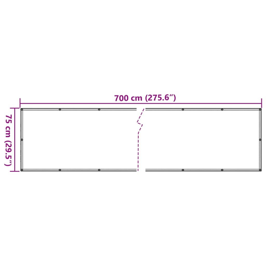 vidaXL Balkónová zástena, sivá 700x75 cm, PVC