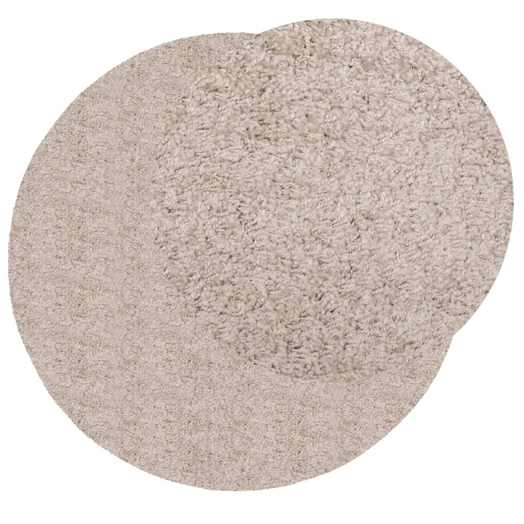 vidaXL Shaggy koberec PAMPLONA, vysoký vlas, moderný, béžový Ø 120 cm