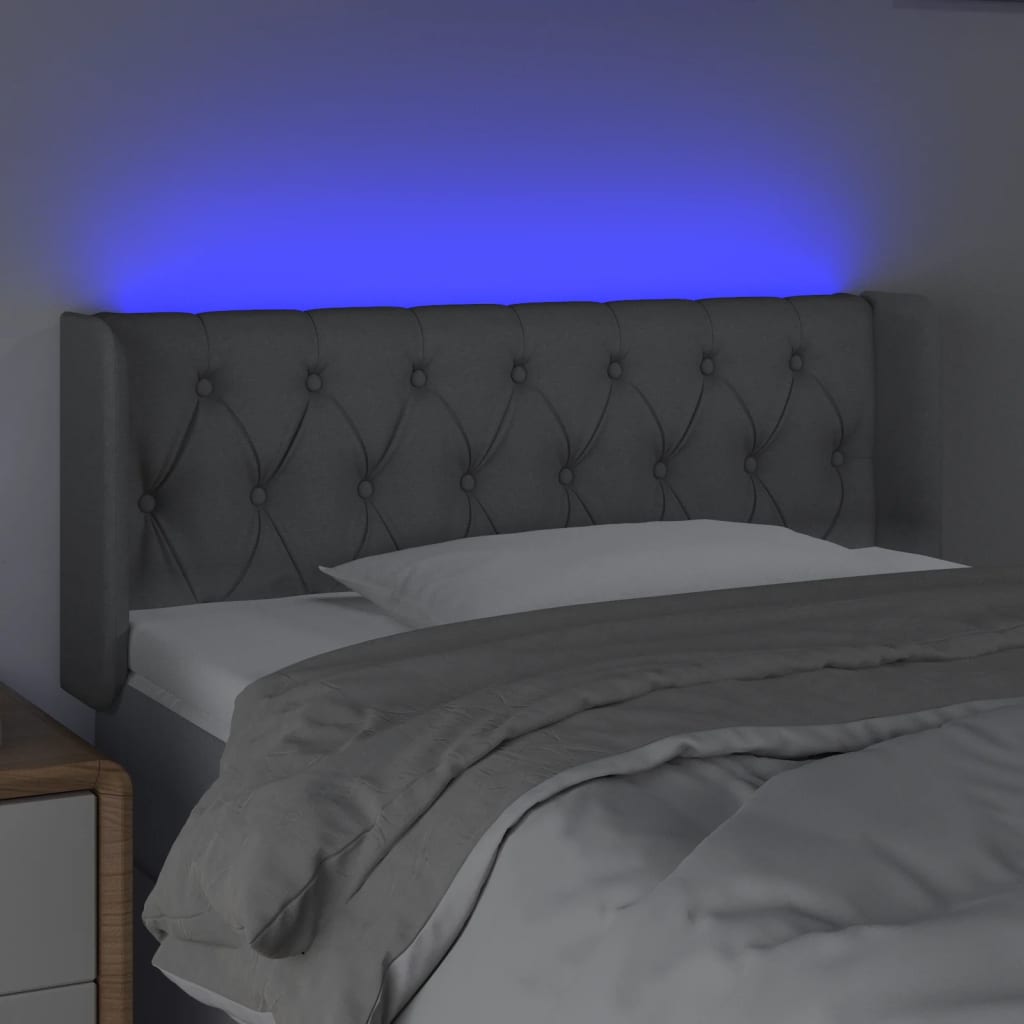 vidaXL Čelo postele s LED bledosivé 93x16x78/88 cm látka