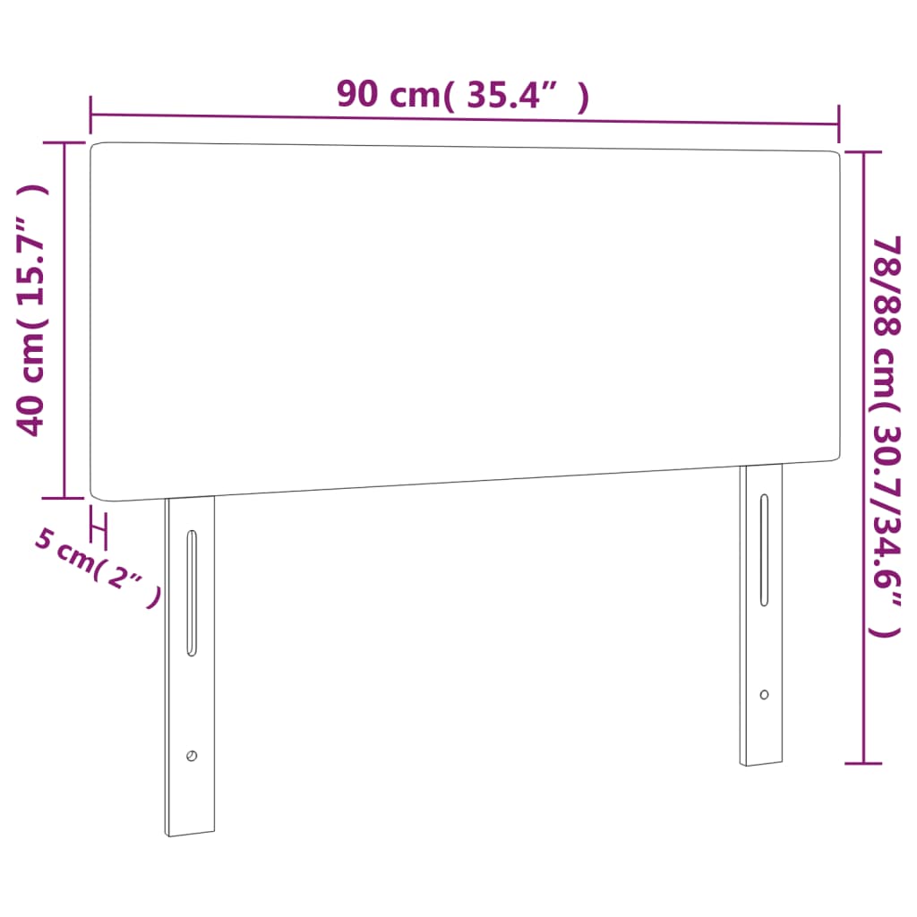 vidaXL Čelo postele s LED ružové 90x5x78/88 cm zamat