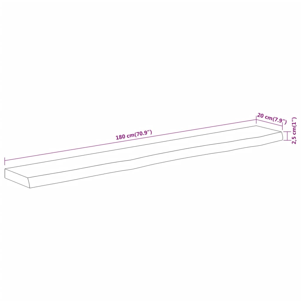 vidaXL Nástenná polica 180x20x2,5cm obdĺžnik masívna akácia živá hrana