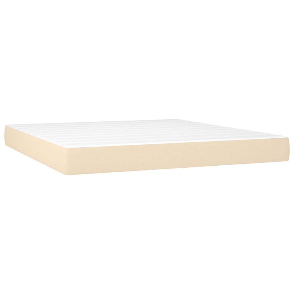 vidaXL Posteľný rám boxspring s matracom krémový 180x200 cm látka