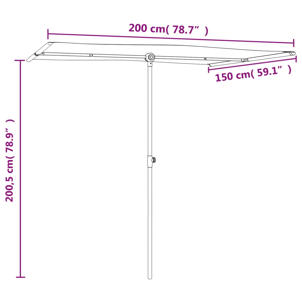 vidaXL Záhradný slnečník s hliníkovou tyčou 2x1,5 m, zelený