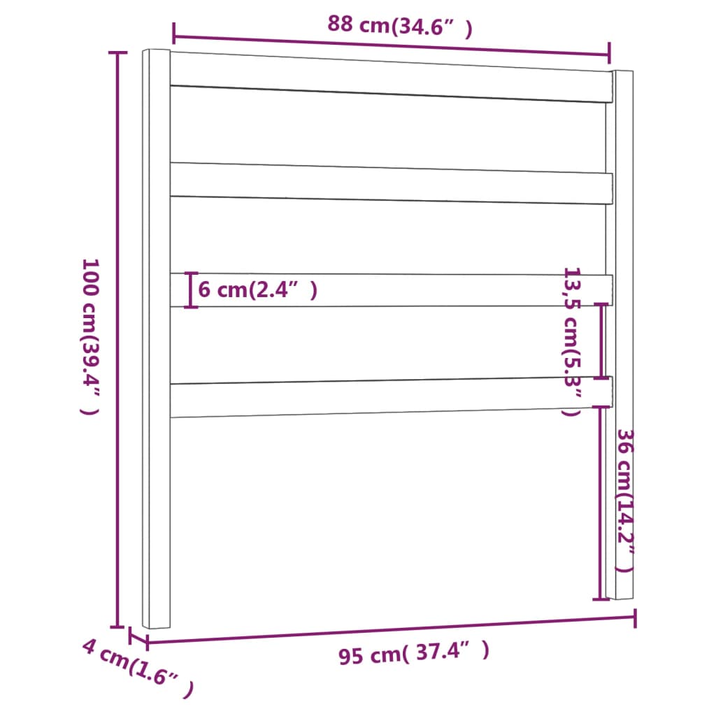 vidaXL Čelo postele medovo-hnedé 95x4x100 cm masívna borovica