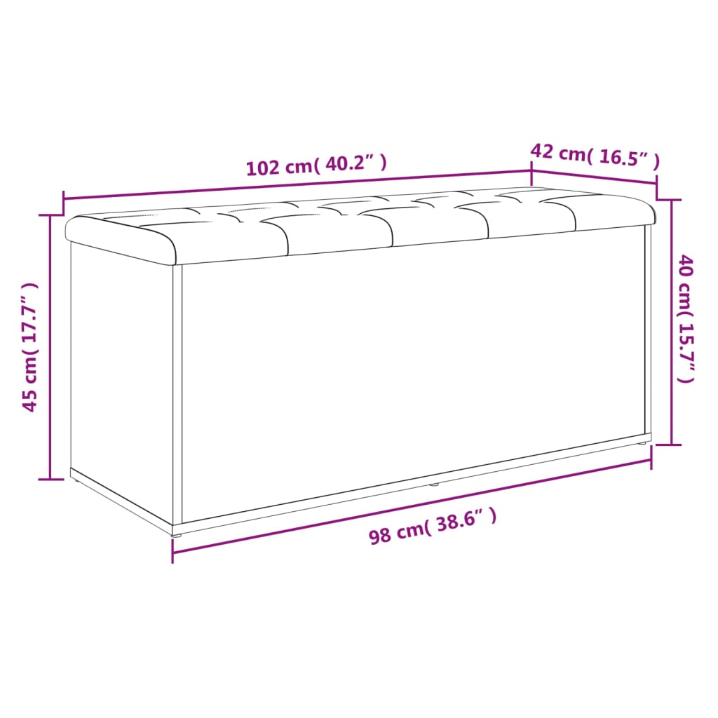 vidaXL Úložná lavička hnedý dub 102x42x45 cm kompozitné drevo