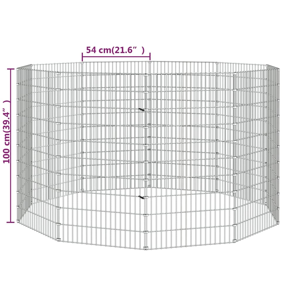 vidaXL Voľný výbeh pre zvieratá 10 panelov 54x100cm pozinkované železo