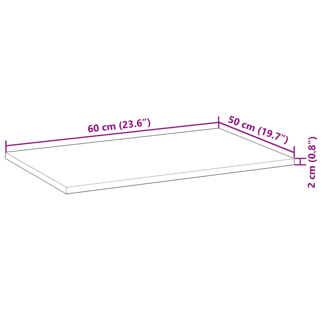 vidaXL Stolová doska neošetrená 60x50x2 cm masívna akácia