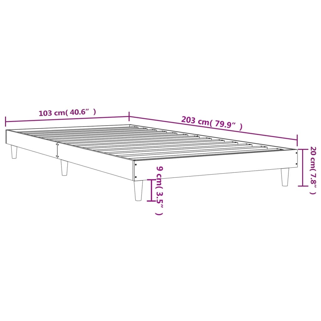 vidaXL Posteľný rám bez matraca hnedý dub 100x200 cm kompozitné drevo