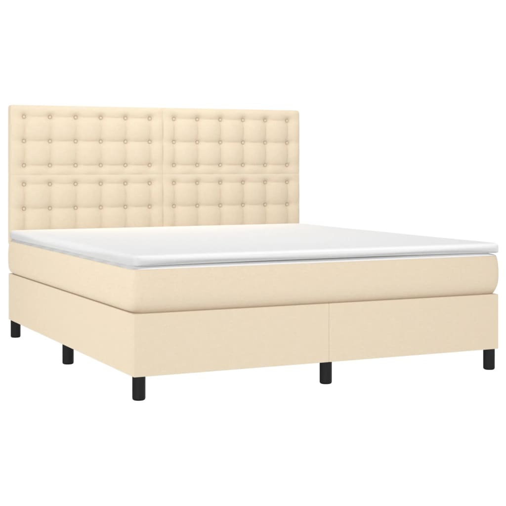 vidaXL Posteľný rám boxspring s matracom krémový 160x200 cm látka