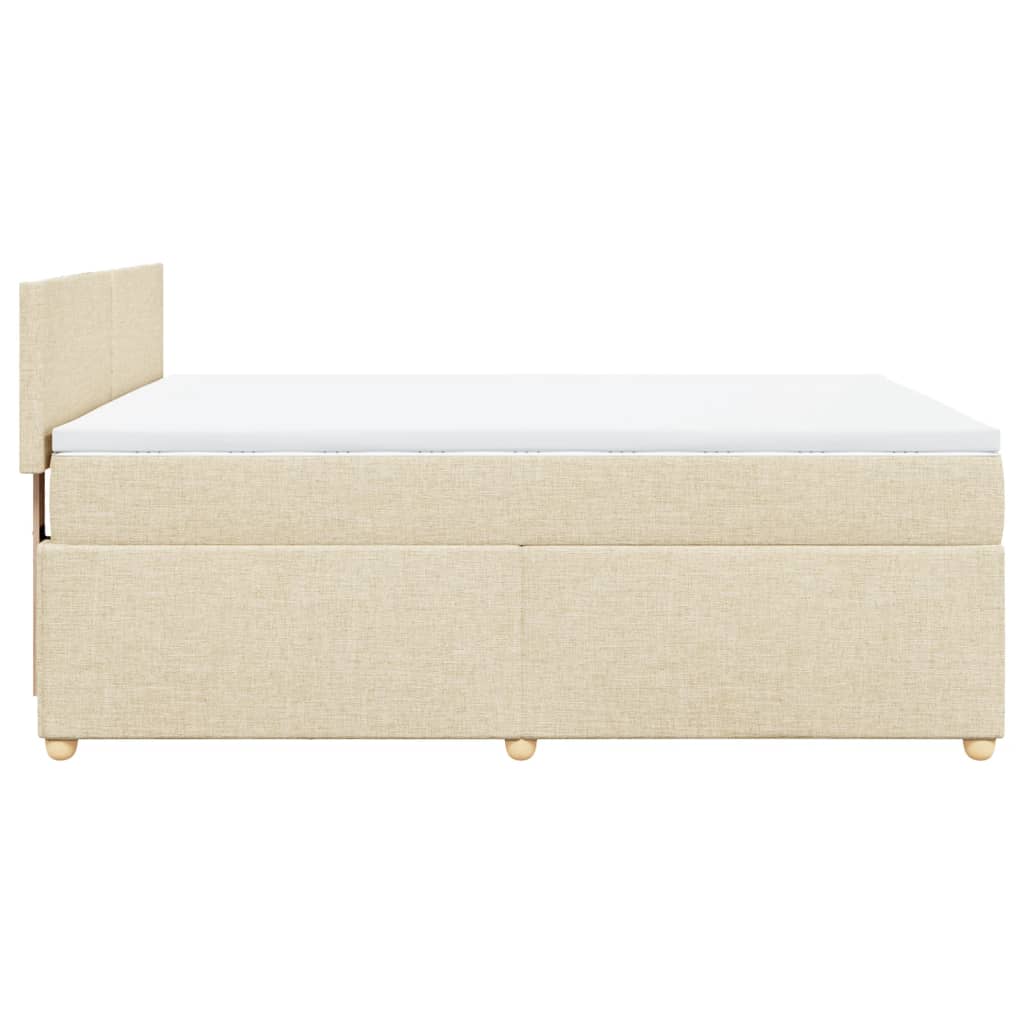 vidaXL Posteľný rám boxspring s matracom krémový 160x200 cm látka