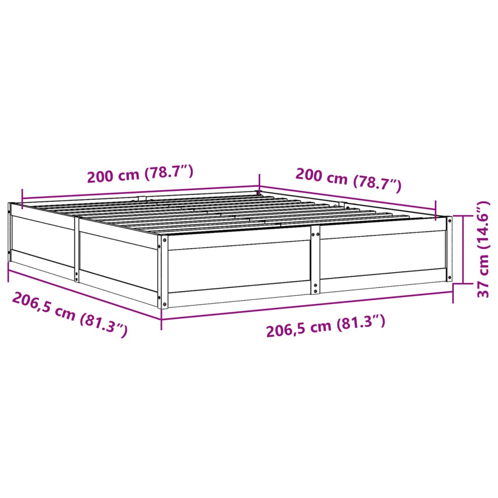 vidaXL Posteľ bez matraca biela 200x200 cm masívna borovica