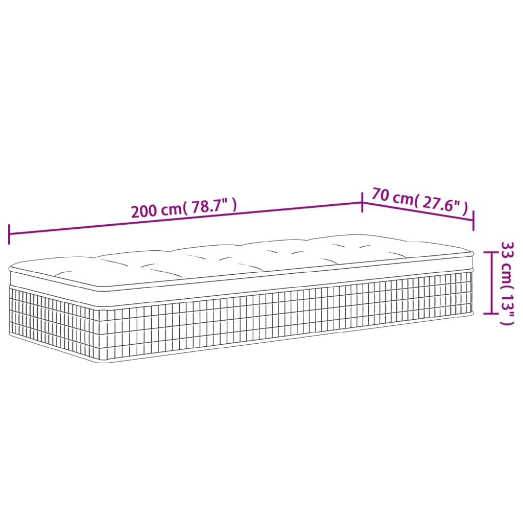 vidaXL Taštičkový pružinový matrac stredne tvrdý 70x200 cm