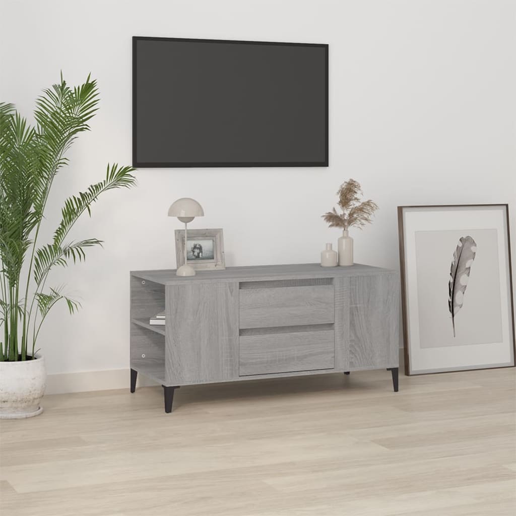 vidaXL TV skrinka sivý dub sonoma 102x44,5x50 cm spracované drevo