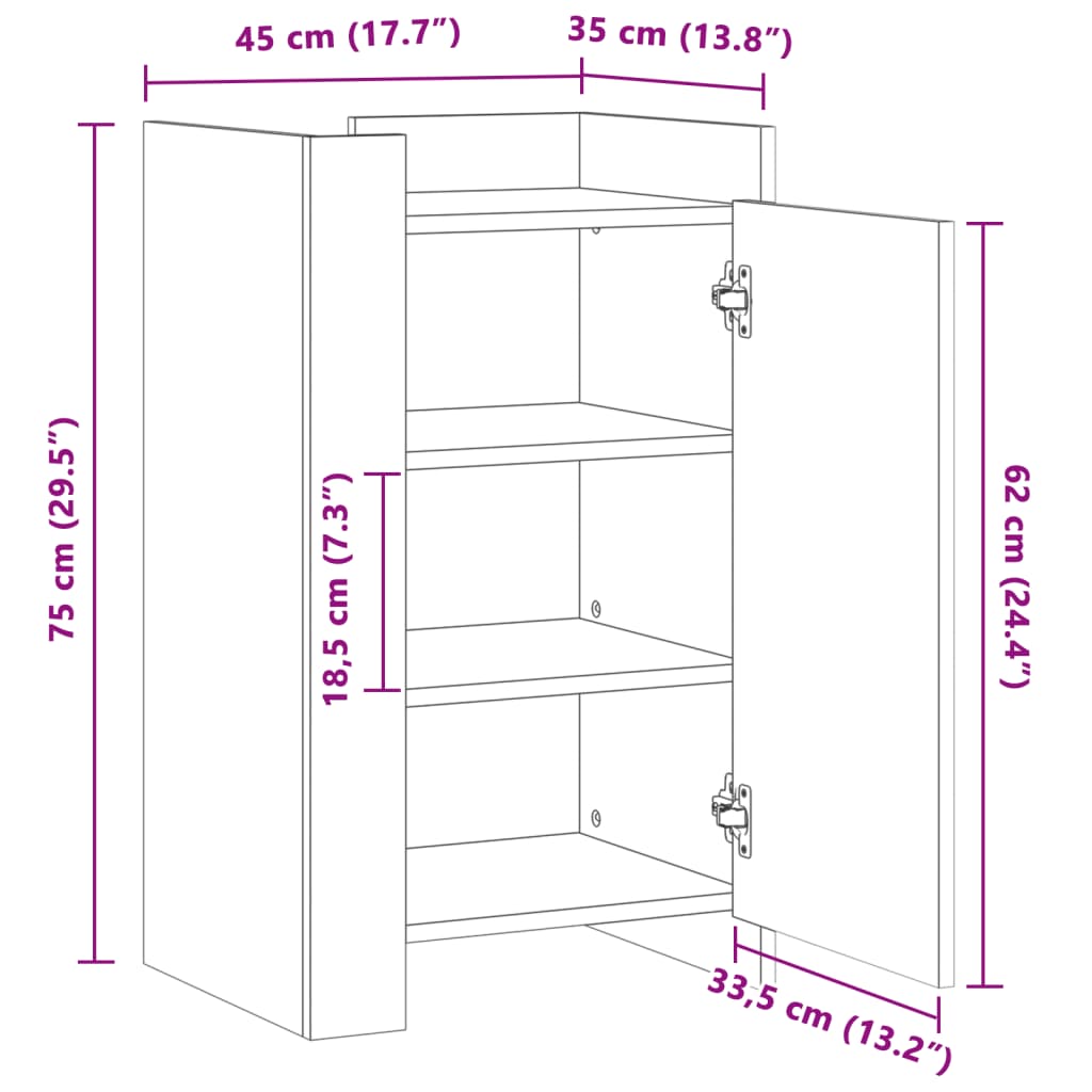 vidaXL Komoda biela 45x35x75 cm kompozitné drevo