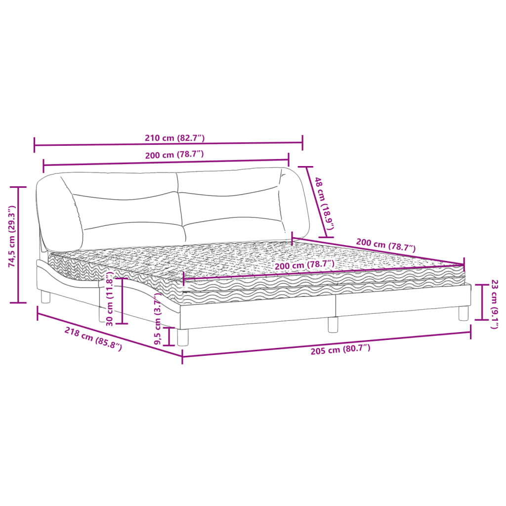 vidaXL Posteľ s matracom tmavosivá 200x200 cm látka