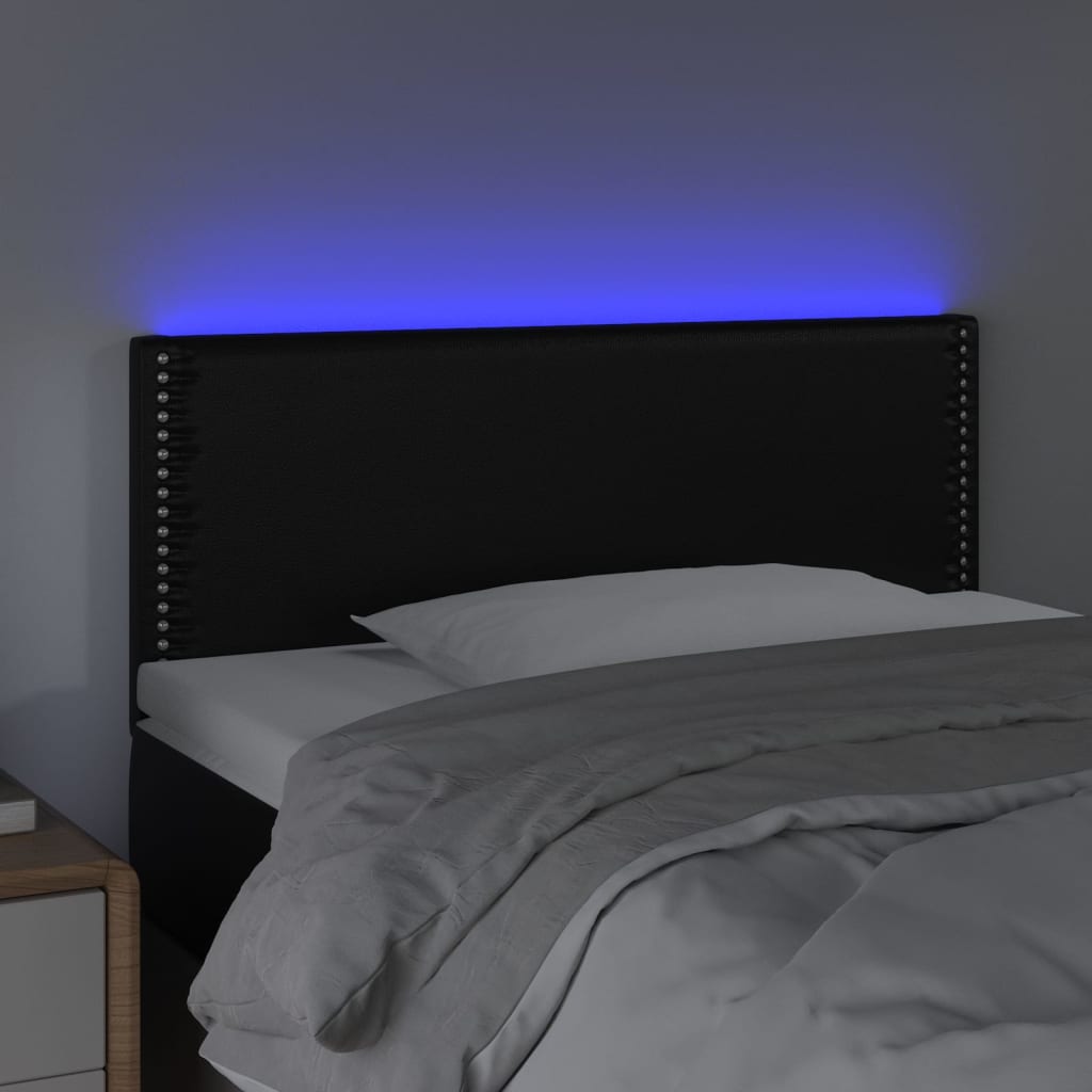 vidaXL Čelo postele s LED čierne 100x5x78/88 cm umelá koža