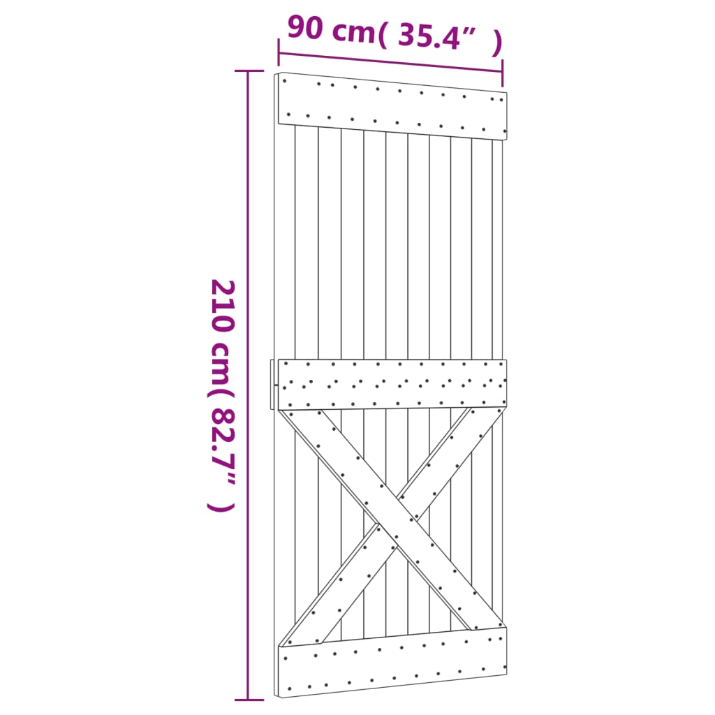 vidaXL Posuvné dvere so sadou kovania 90x210 cm borovicový masív