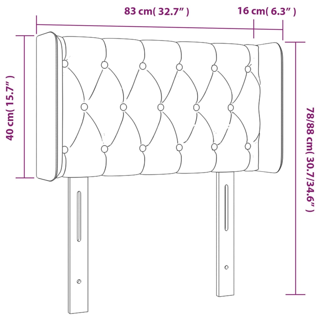 vidaXL Čelo postele so záhybmi tmavosivé 83x16x78/88 cm zamat