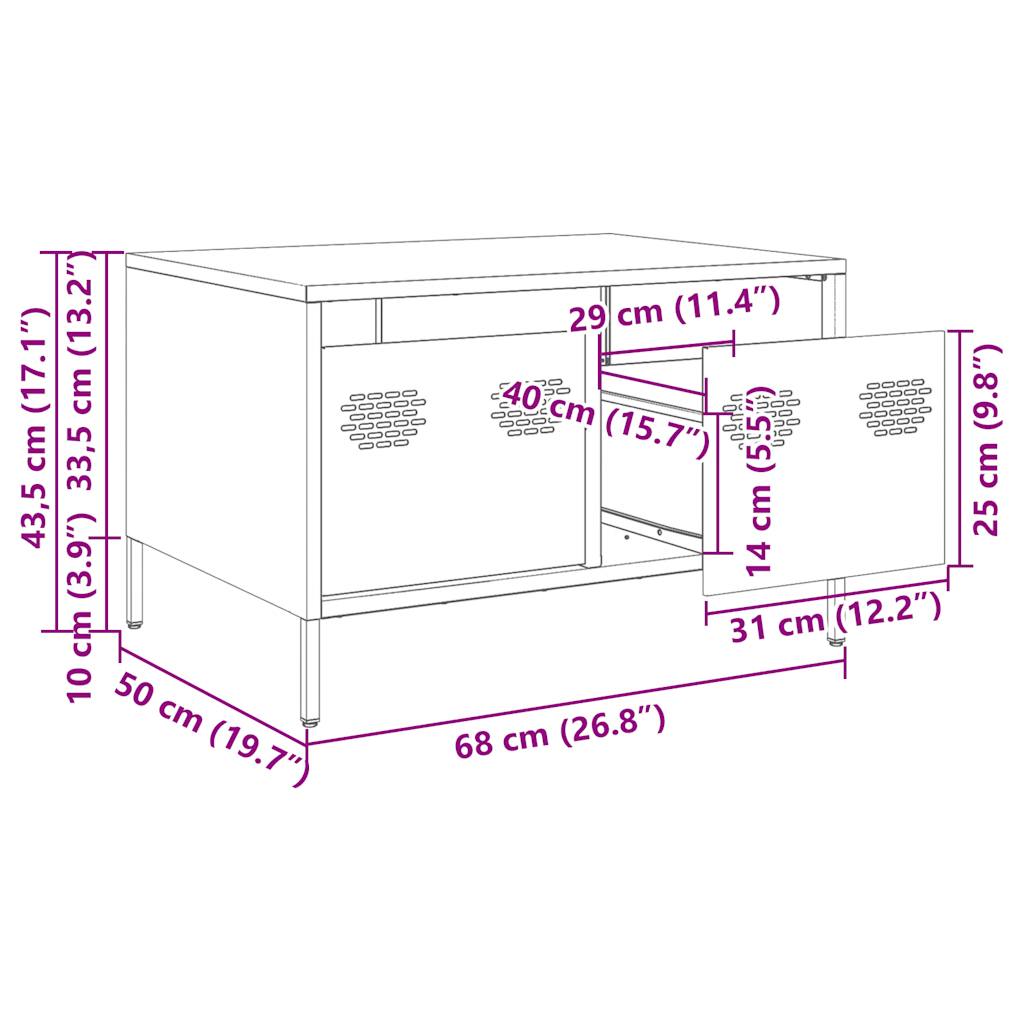 vidaXL TV skrinka biela 68x50x43,5 cm oceľ valcovaná za studena