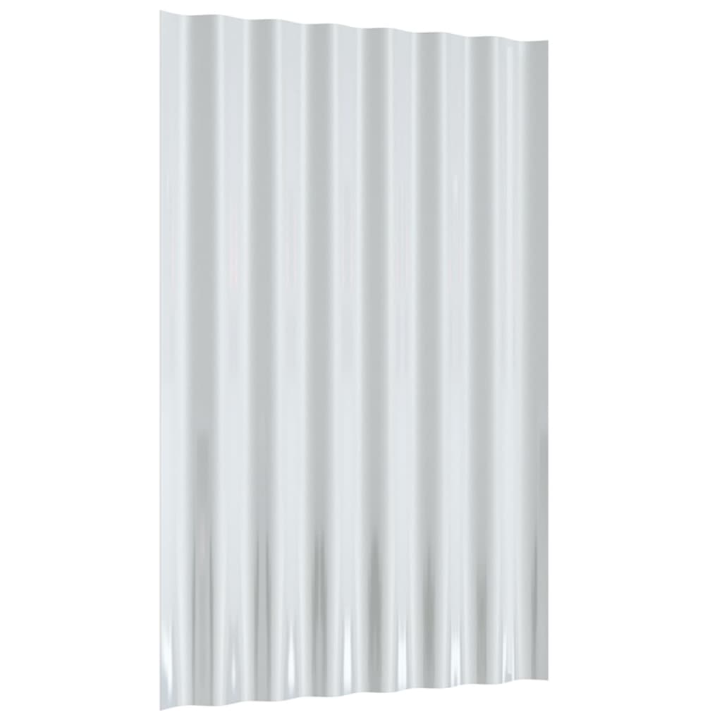 vidaXL Strešné panely 12 ks práškovaná oceľ strieborné 60x36 cm