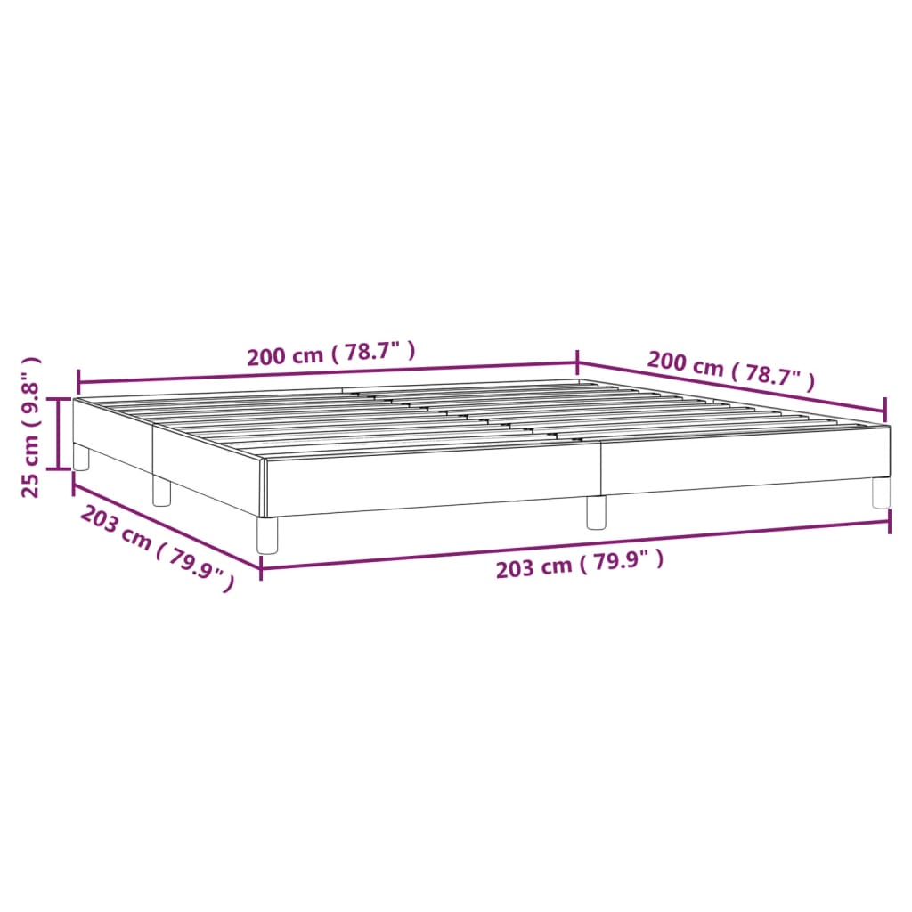 vidaXL Posteľný rám bledosivý 200x200 cm látka