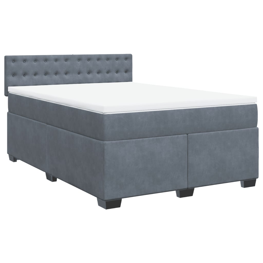 vidaXL Posteľný rám boxspring s matracom tmavosivý 160x200 cm zamat