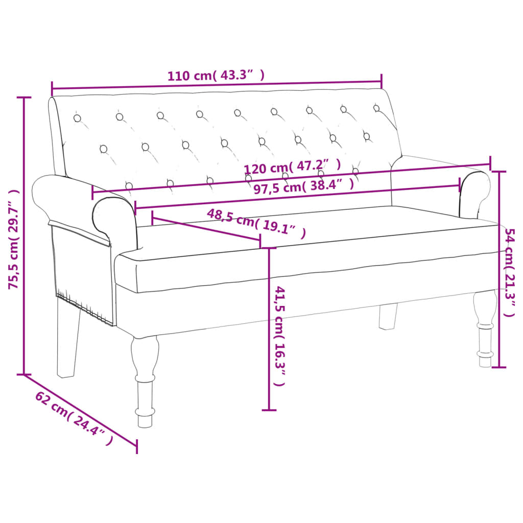 vidaXL Lavička s operadlom tmavozelená 120x62x75,5 cm látka