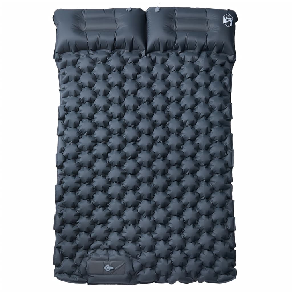 vidaXL Samonafukovací kempingový matrac s vankúšmi, 2 osoby, sivý
