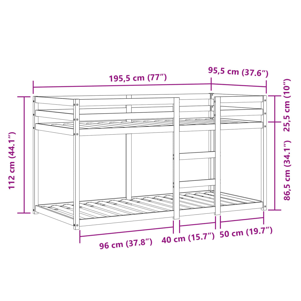 vidaXL Poschodová posteľ so závesmi modrá 90x190 cm masívna borovica