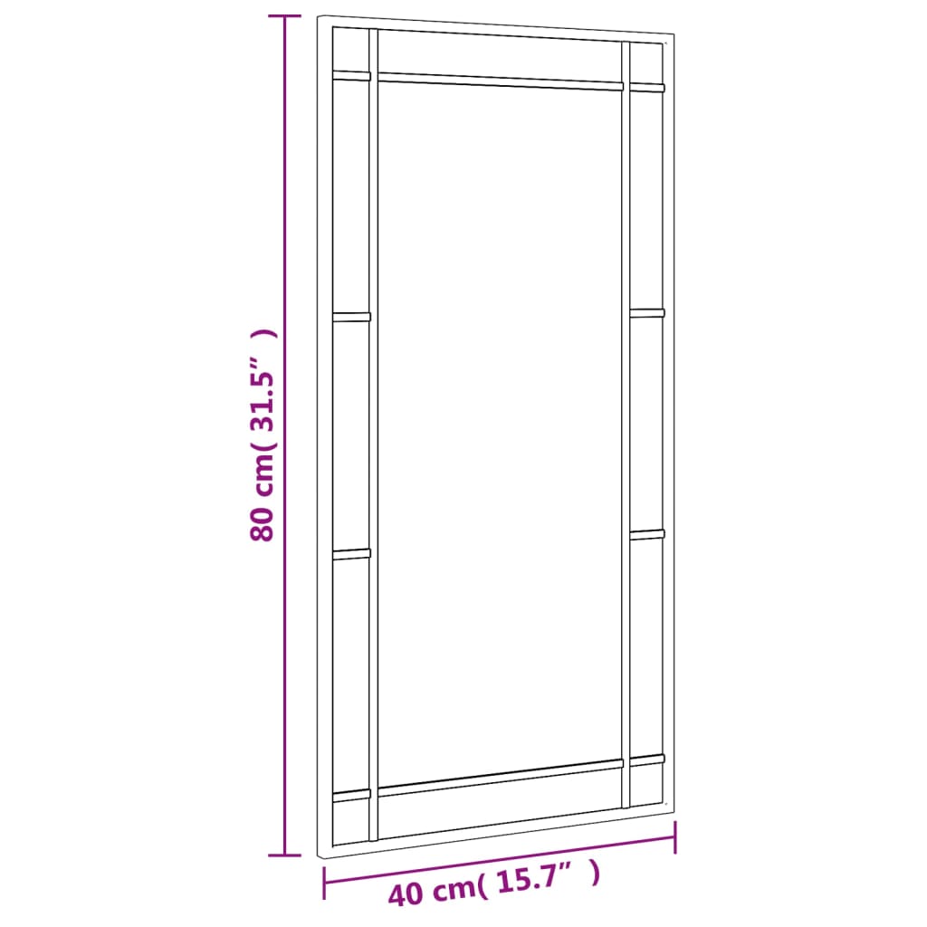 vidaXL Nástenné zrkadlo čierne 40x80 cm obdĺžnikové železné