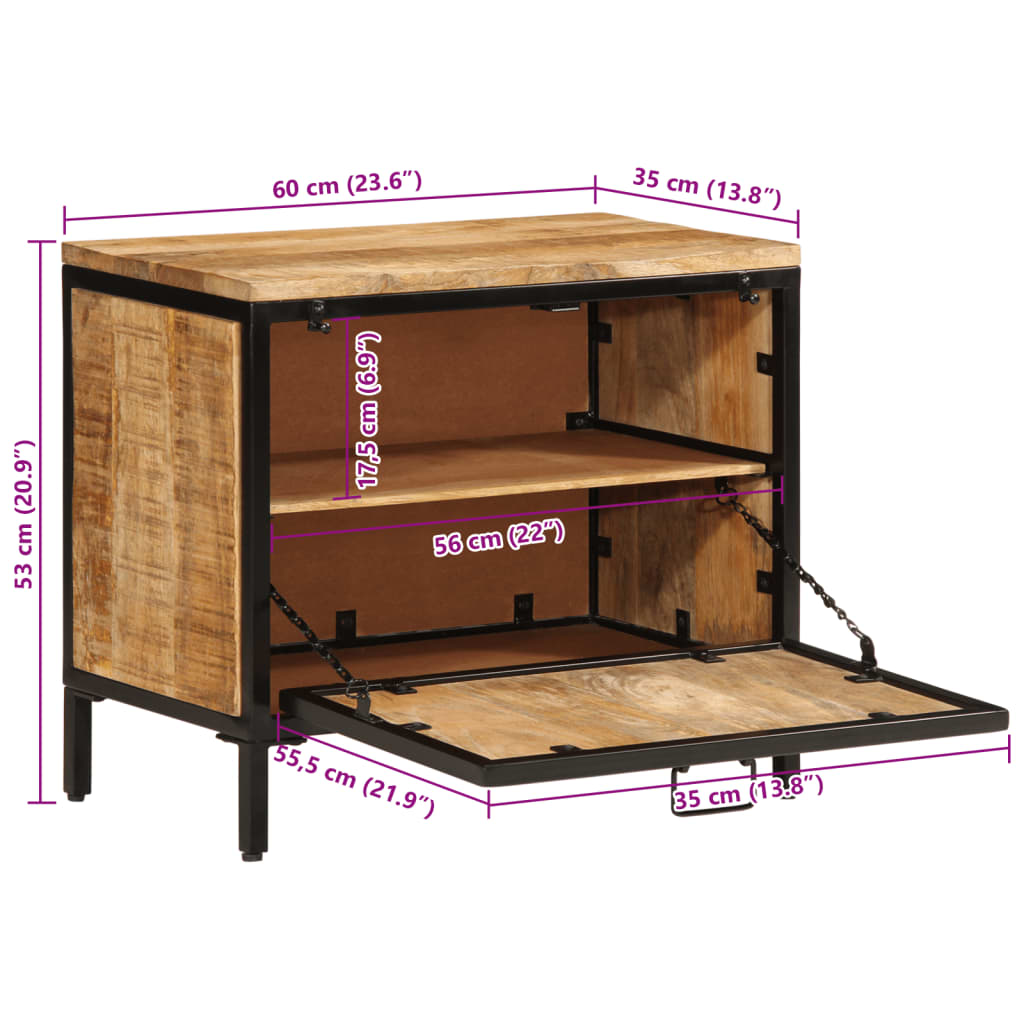 vidaXL Skrinka na topánky 60x35x53 cm masívne mangovníkové drevo