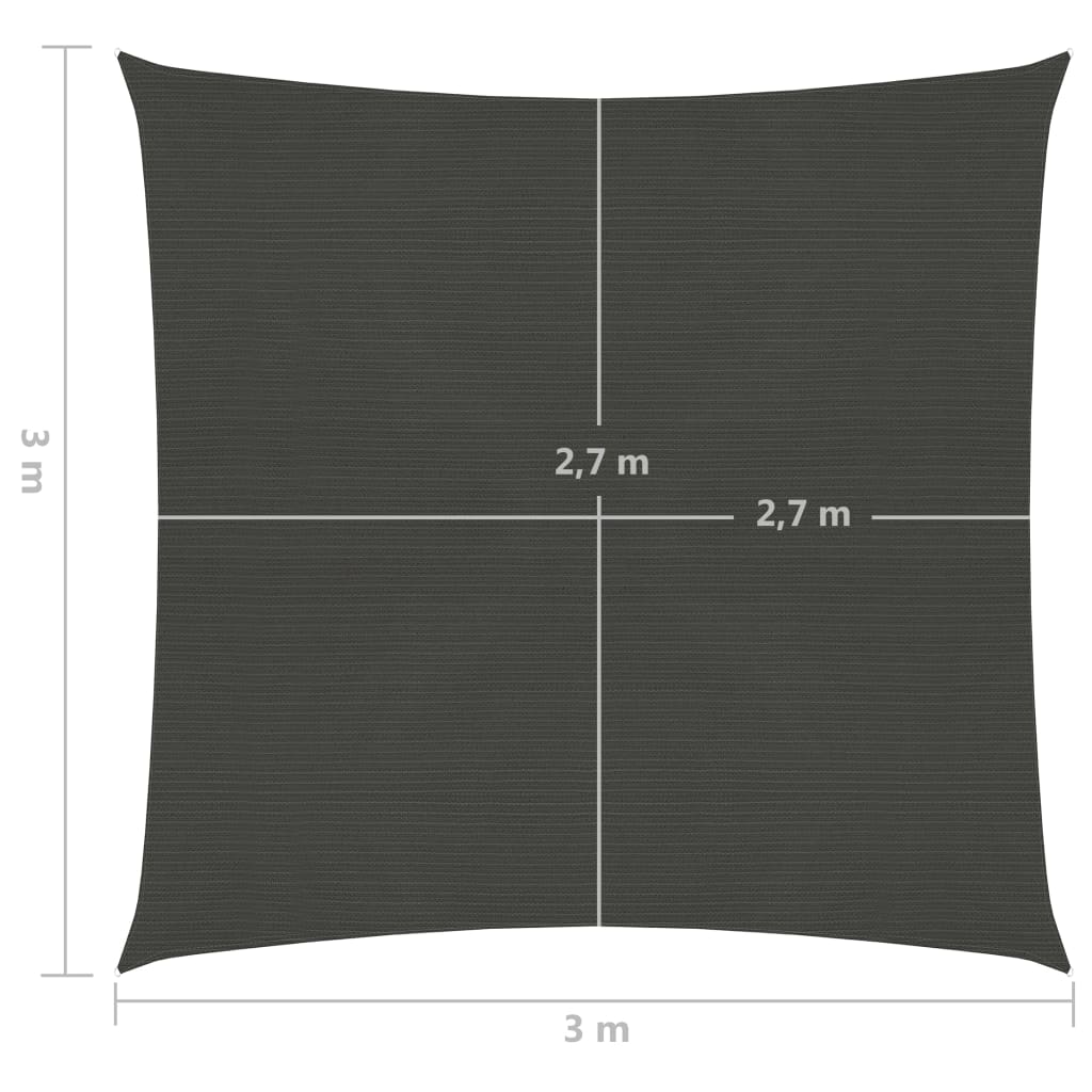 vidaXL Tieniaca plachta 160 g/m², antracitová 3x3 m, HDPE