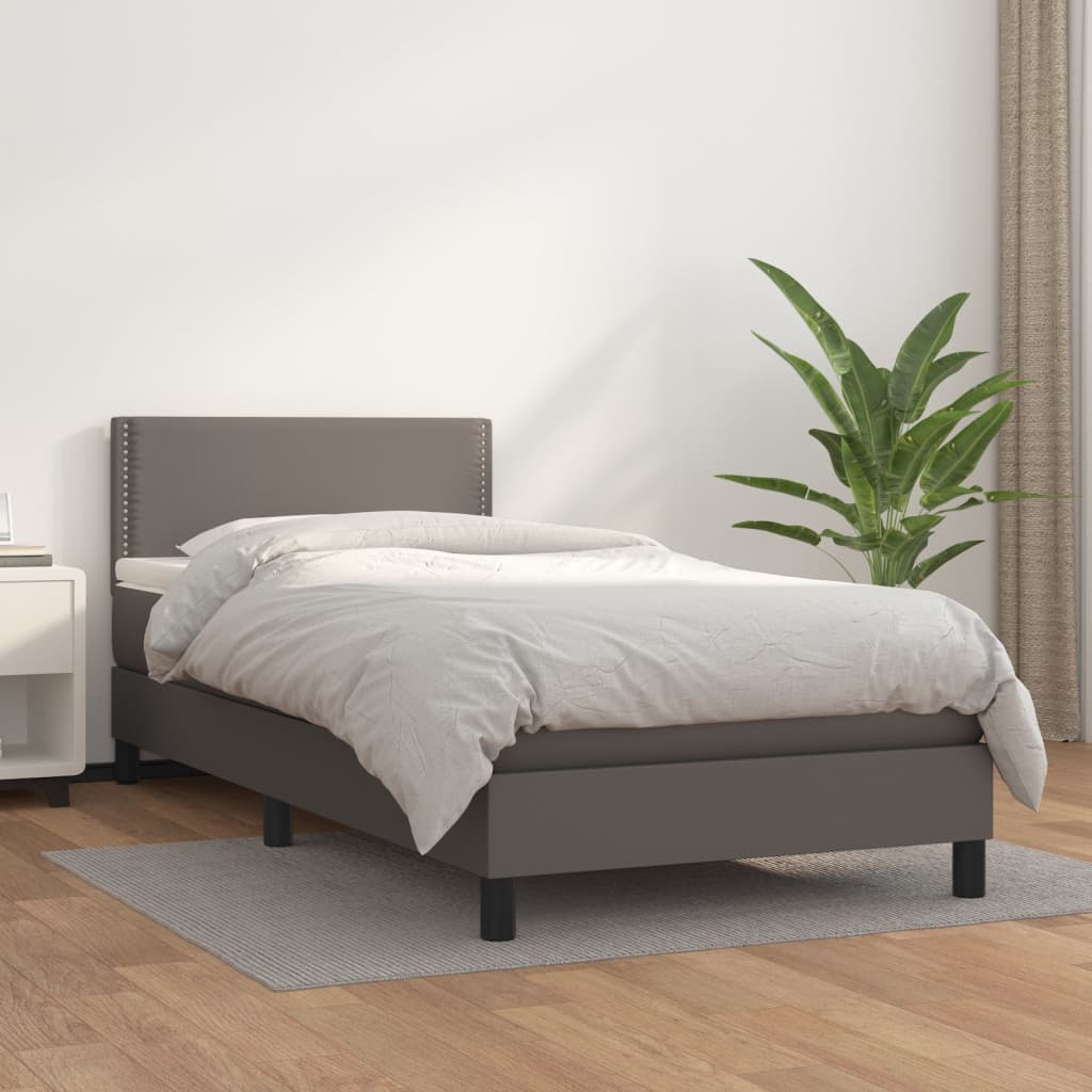 vidaXL Boxspring posteľ s matracom sivá 100x200 cm umelá koža