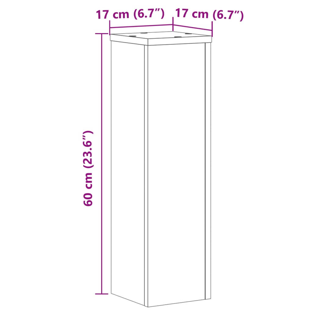 vidaXL Stojany na rastliny 2 ks čierne 17x17x60 cm kompozitné drevo