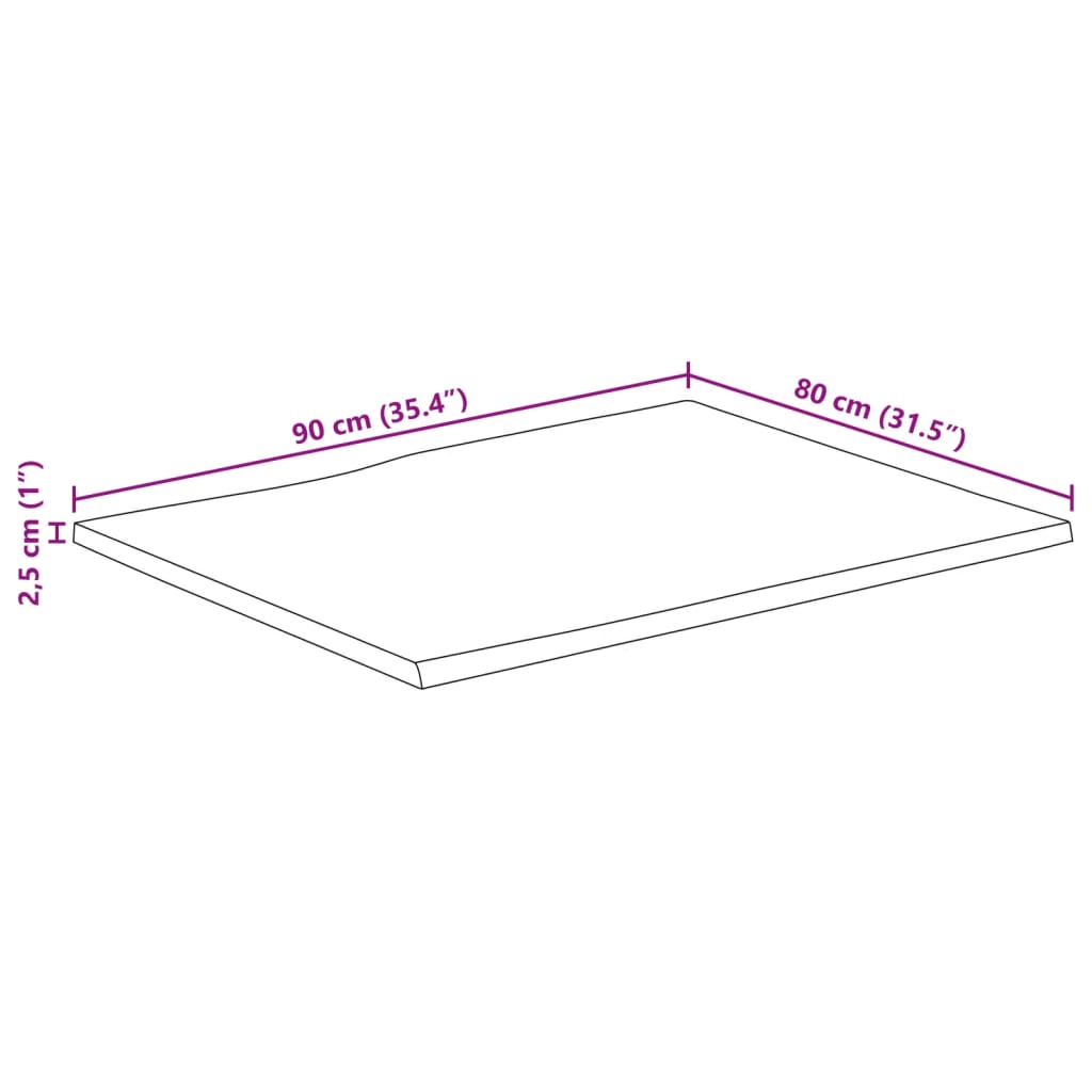 vidaXL Stolová doska 90x80x2,5 cm živý okraj masívne mango