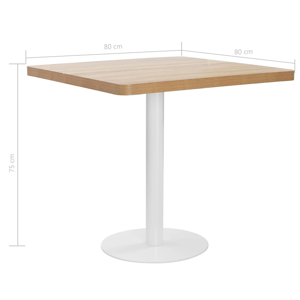 vidaXL Bistro stolík svetlohnedý 80x80 cm MDF