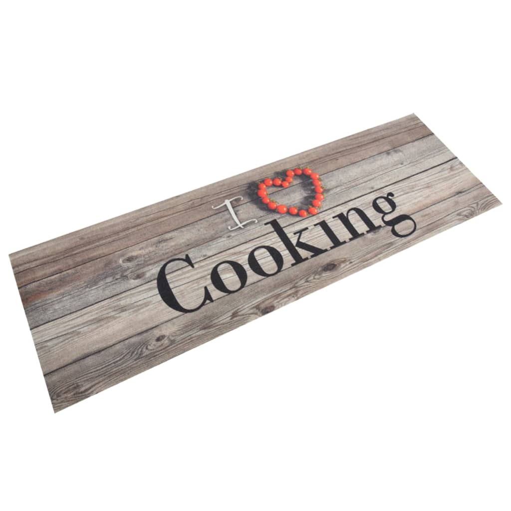 vidaXL Kuchynský koberec umývateľný Cooking sivý 60x180 cm zamat