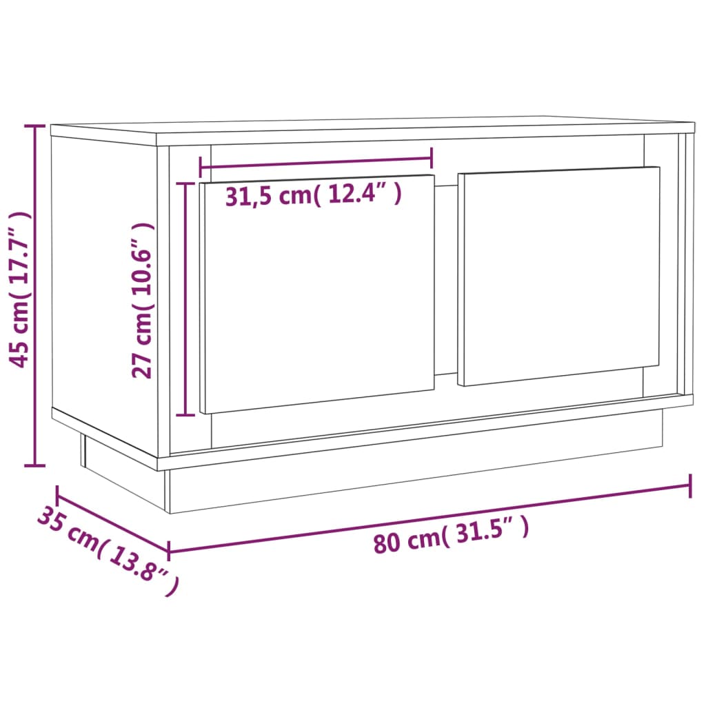 vidaXL TV skrinka sivý dub sonoma 80x35x45 cm spracované drevo