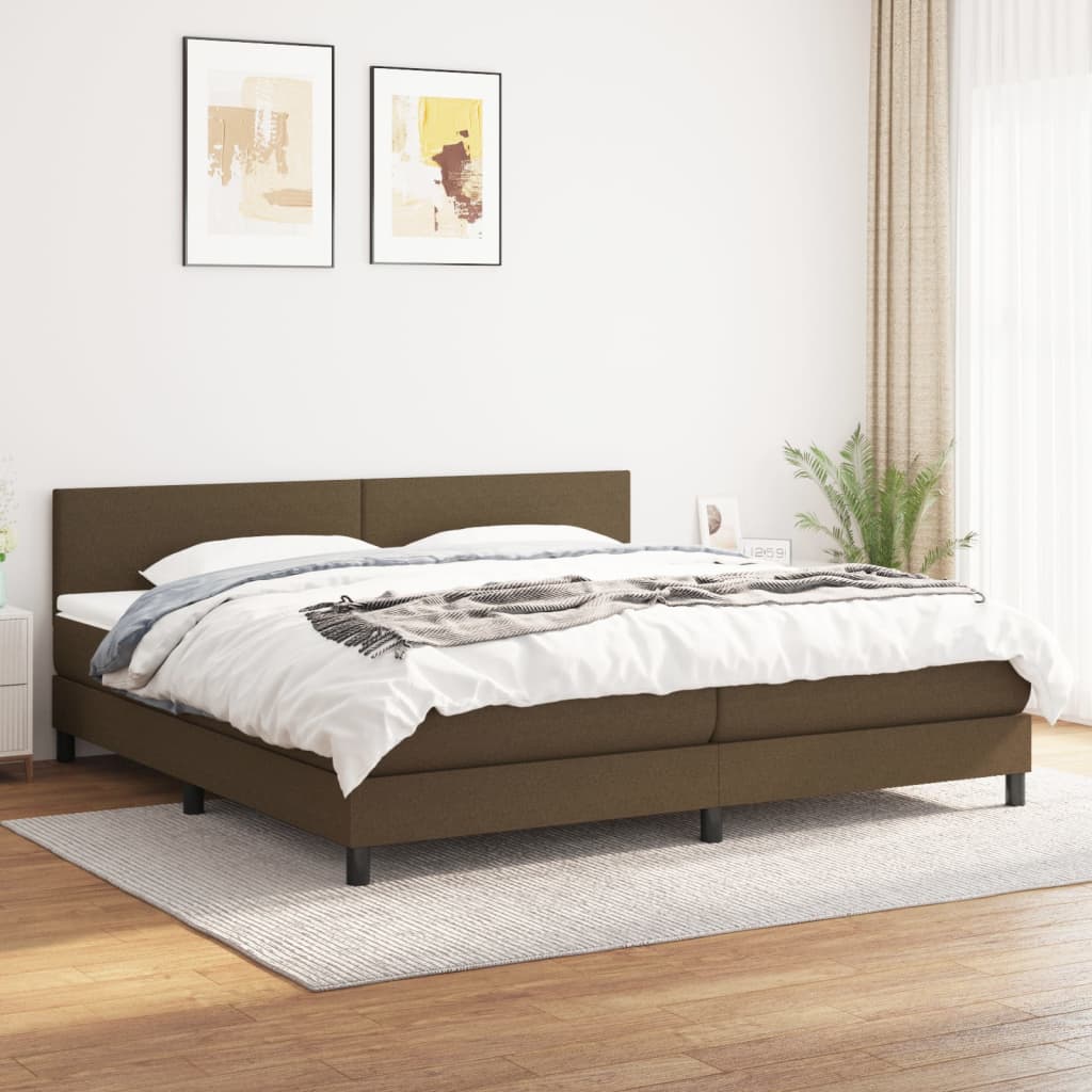 vidaXL Boxspring posteľ s matracom tmavohnedá 200x200 cm látka