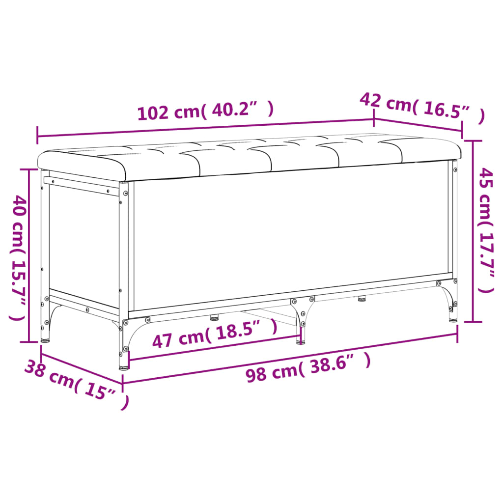 vidaXL Úložná lavička dub sonoma 102x42x45 cm kompozitné drevo