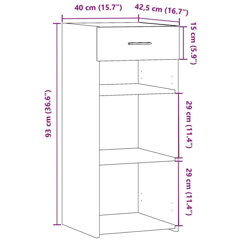 vidaXL Komoda dymový dub 40x42,5x93 cm kompozitné drevo