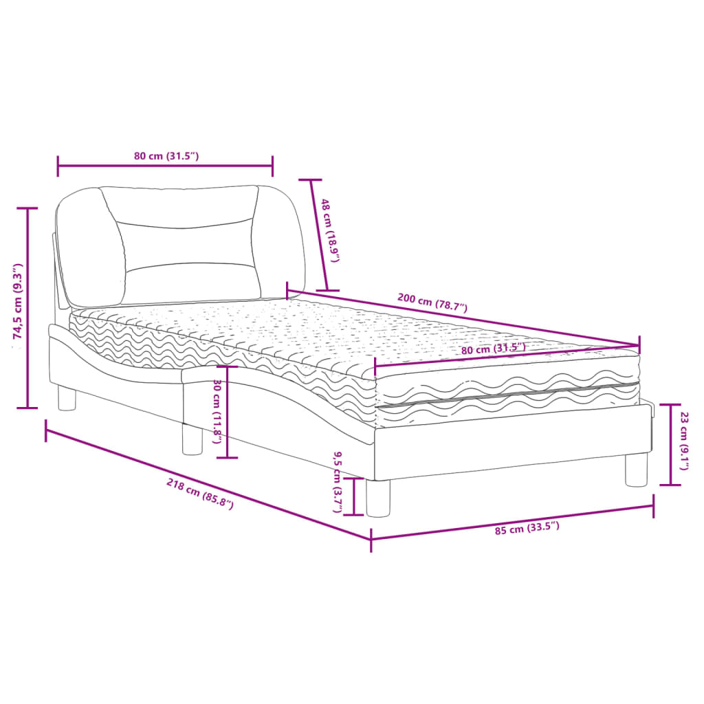 vidaXL Posteľ s matracom biela 80x200 cm umelá koža