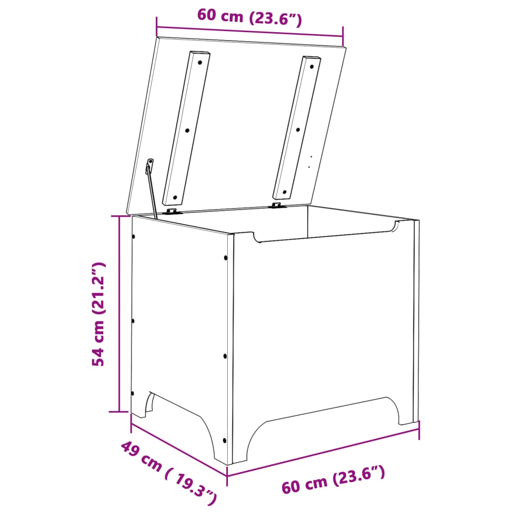 vidaXL Úložný box s vekom RANA 60x49x54 cm borovicový masív