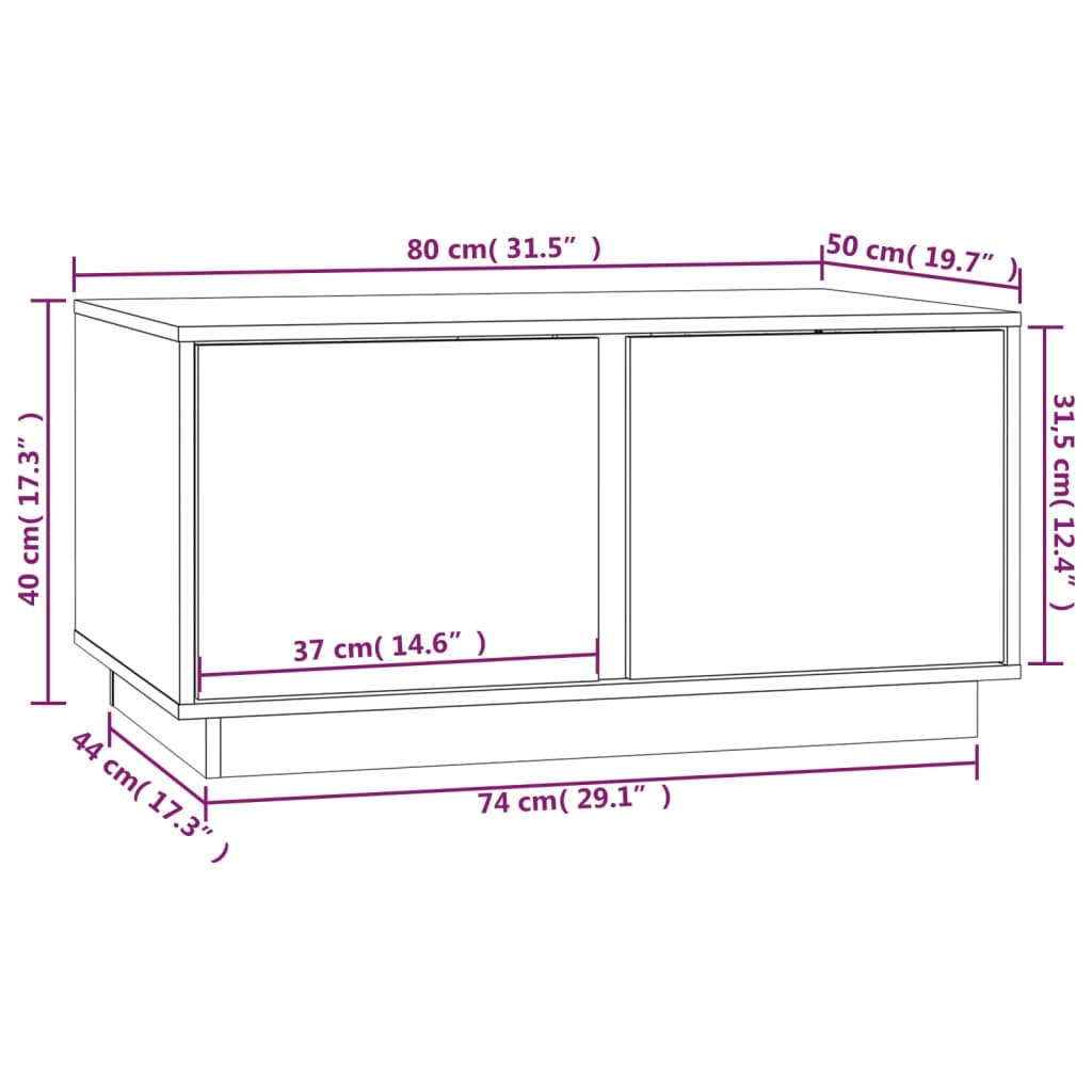 vidaXL Konferenčný stolík čierny 80x50x40 cm borovicový masív