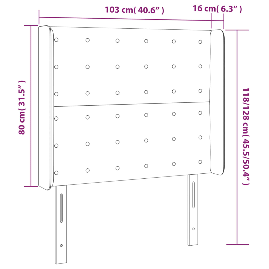 vidaXL Čelo postele s LED čierne 103x16x118/128 cm umelá koža