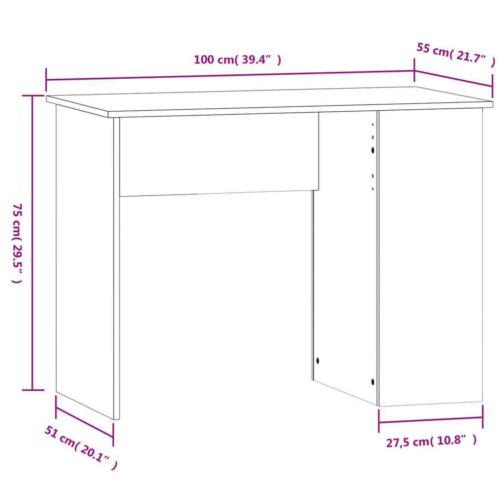 vidaXL Stôl sivý dub sonoma 100x55x75 cm spracované drevo